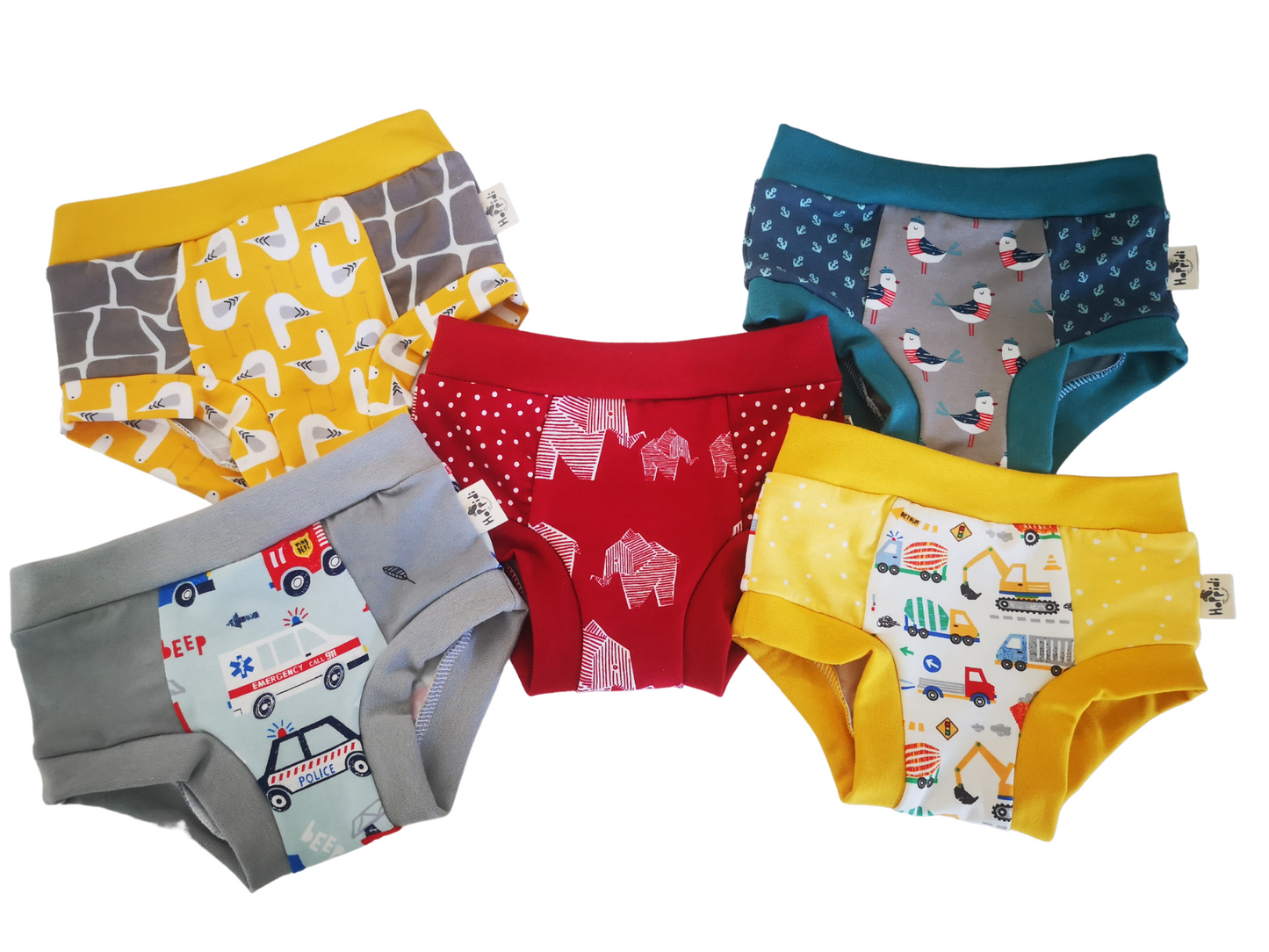 Surprise print 5-pack organic unisex kids undies