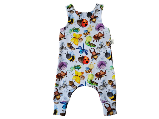 Baby romper with colourful insects print