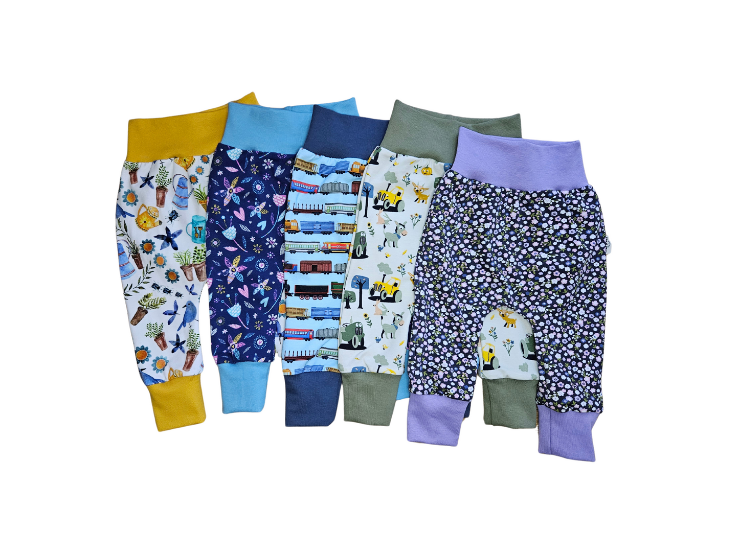 Tiny scattered flowers organic cuff harem pants