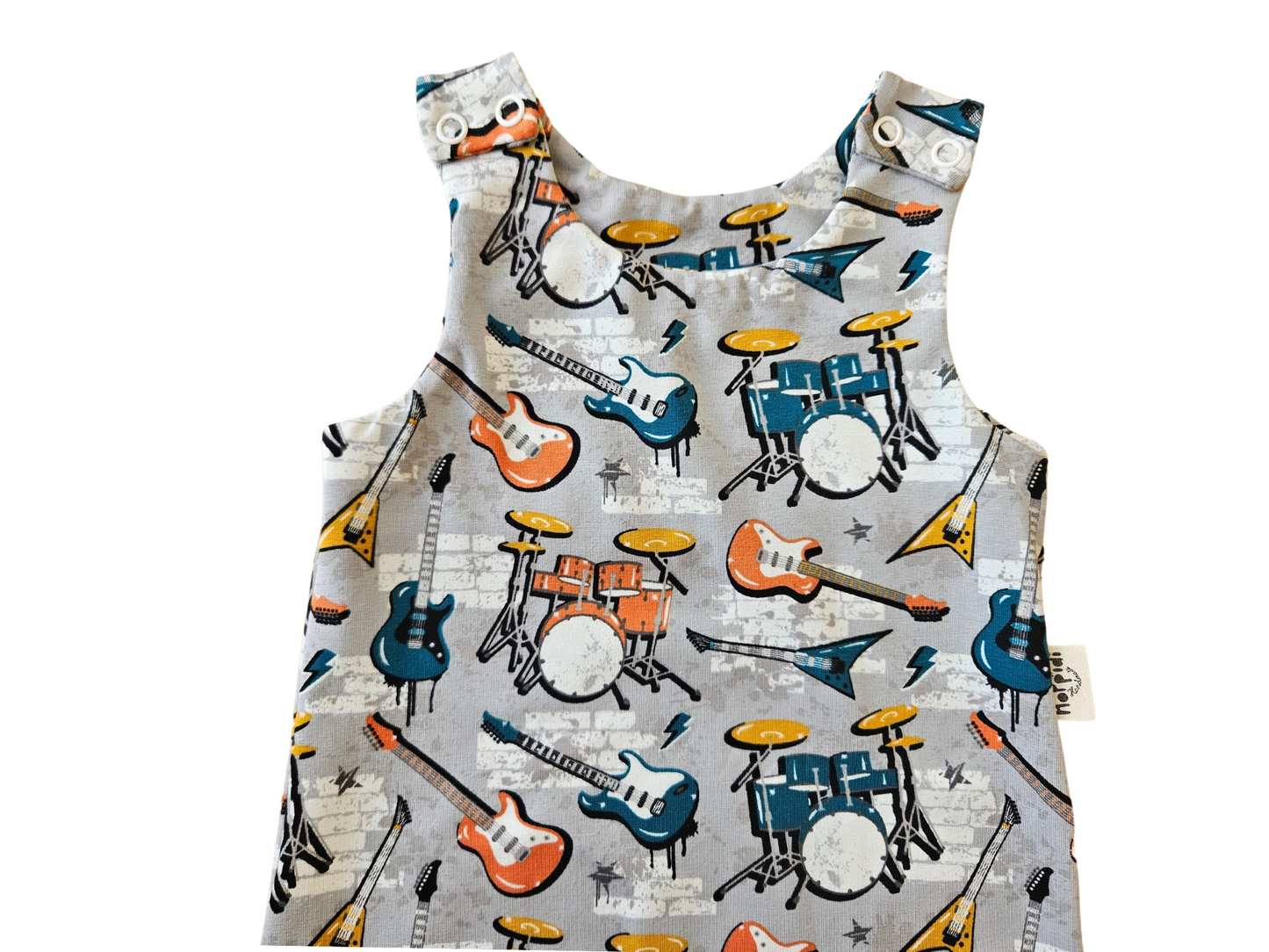 Music themed organic harem romper