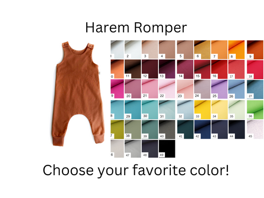 YOUR CHOICE of solid COLOR Harem Romper