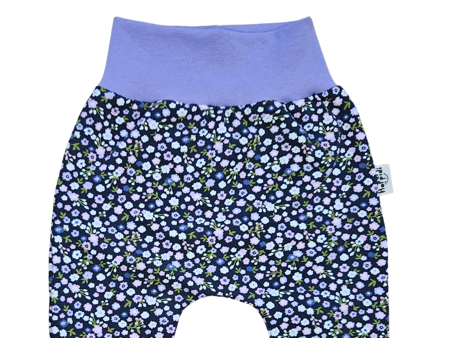 Tiny scattered flowers organic cuff harem pants