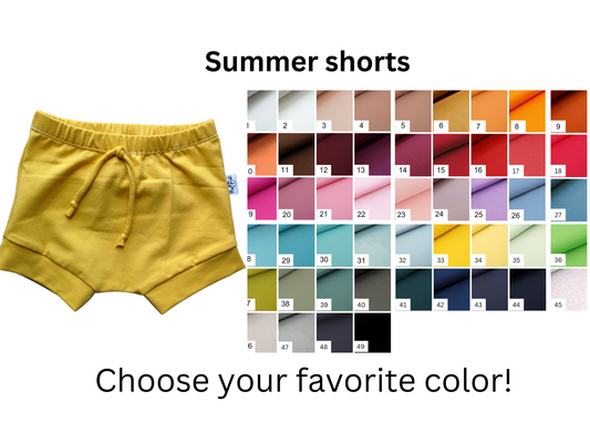 YOUR CHOICE of solid COLOR summer shorts