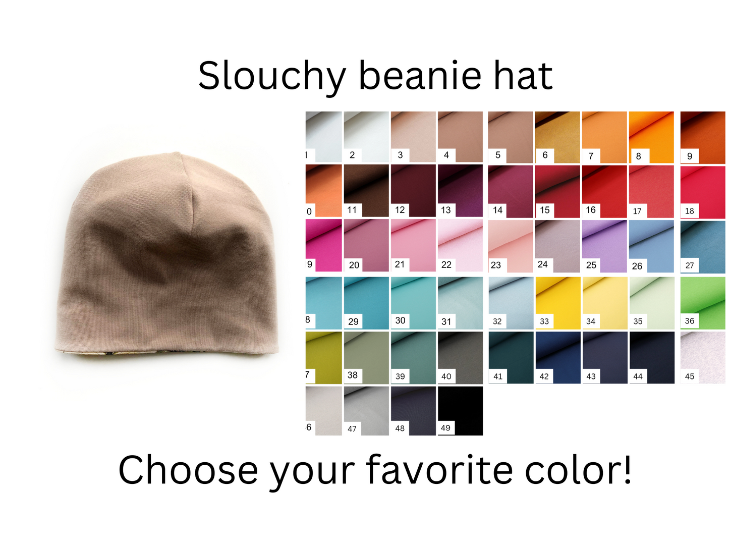 YOUR CHOICE of solid COLOR slouchy beanie hat