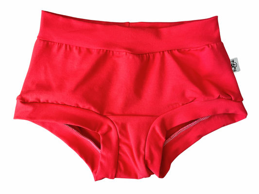 Poppy red organic women’s boyleg or brief undies