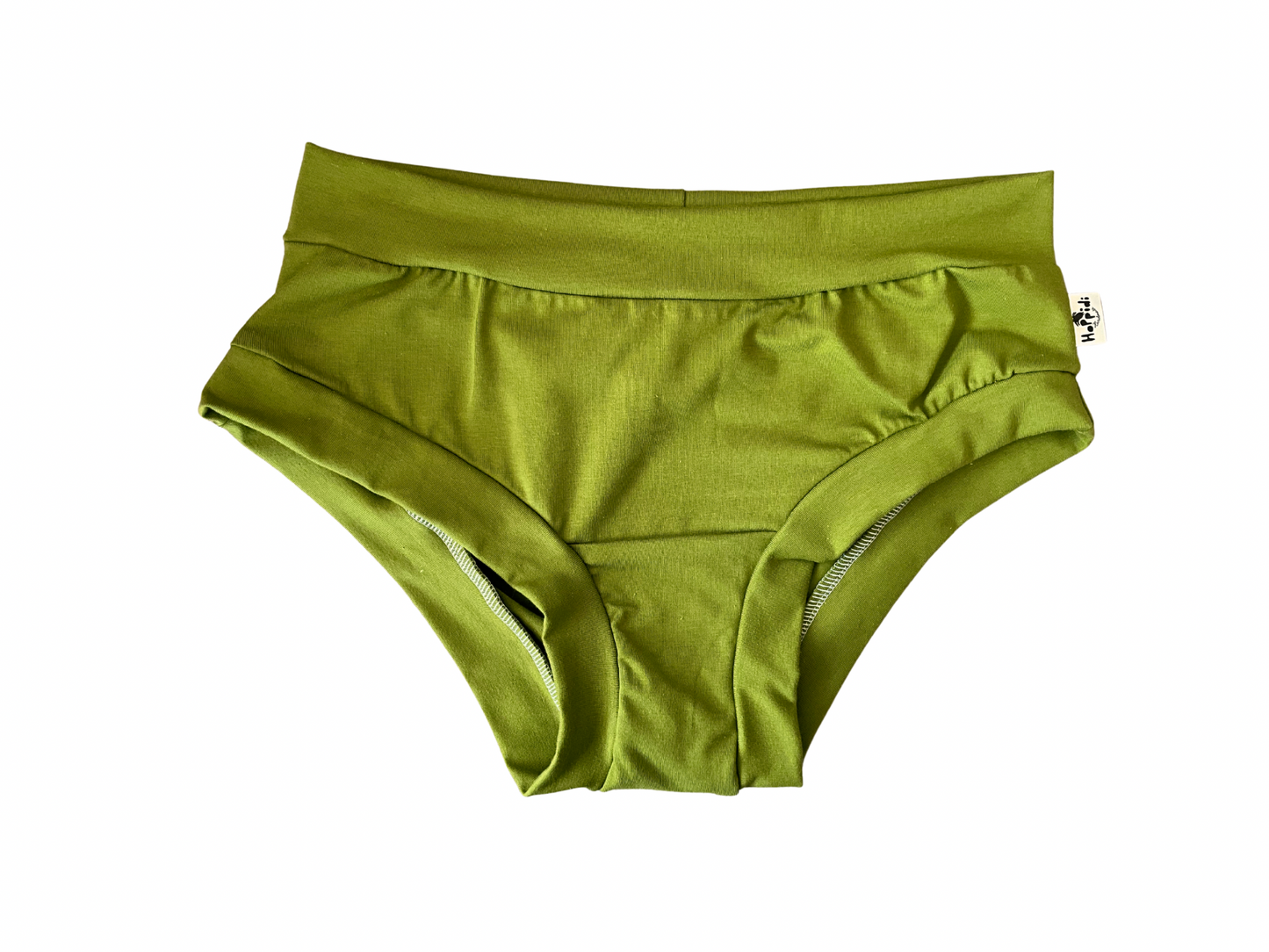 Avocado green organic women’s boyleg or brief undies