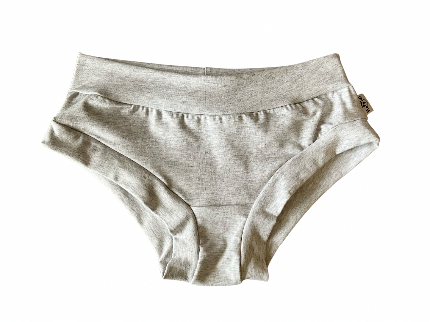 Mottled grey organic women’s boyleg or brief undies