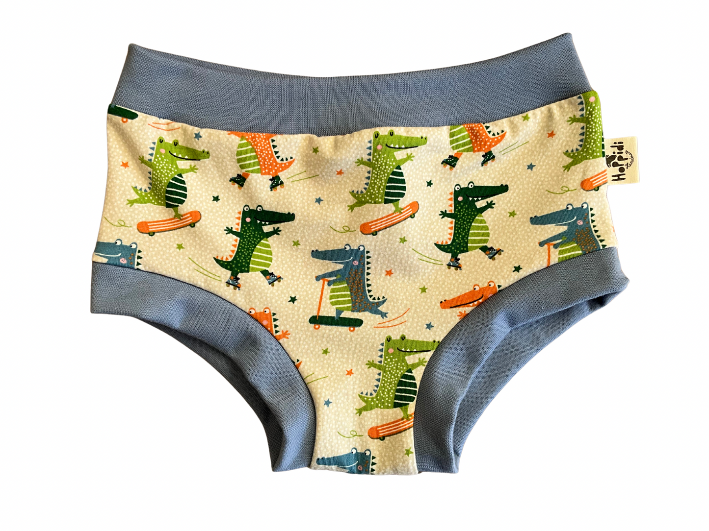 Skater crockodiles organic unisex kids undies