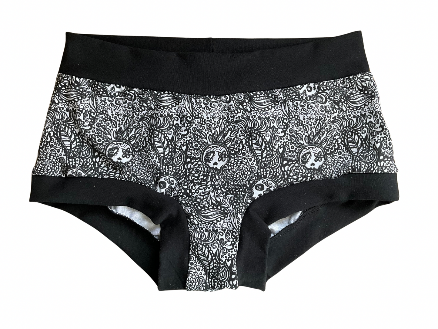 Women’s underpants without skulls print on white background