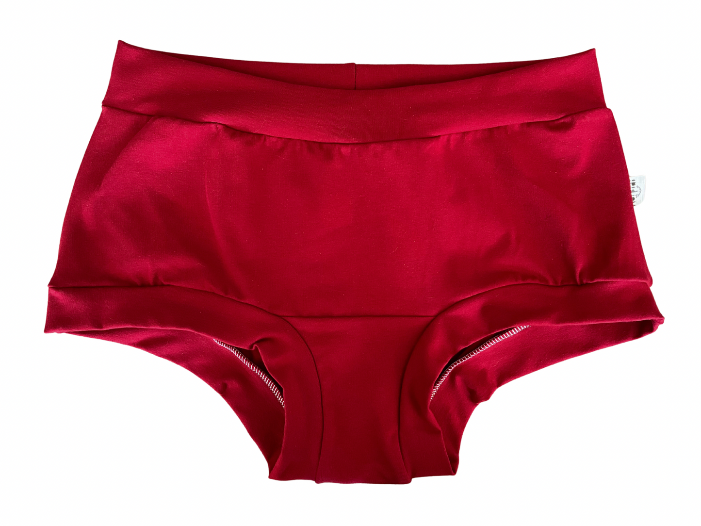 Cherry red organic women’s boyleg or brief undies