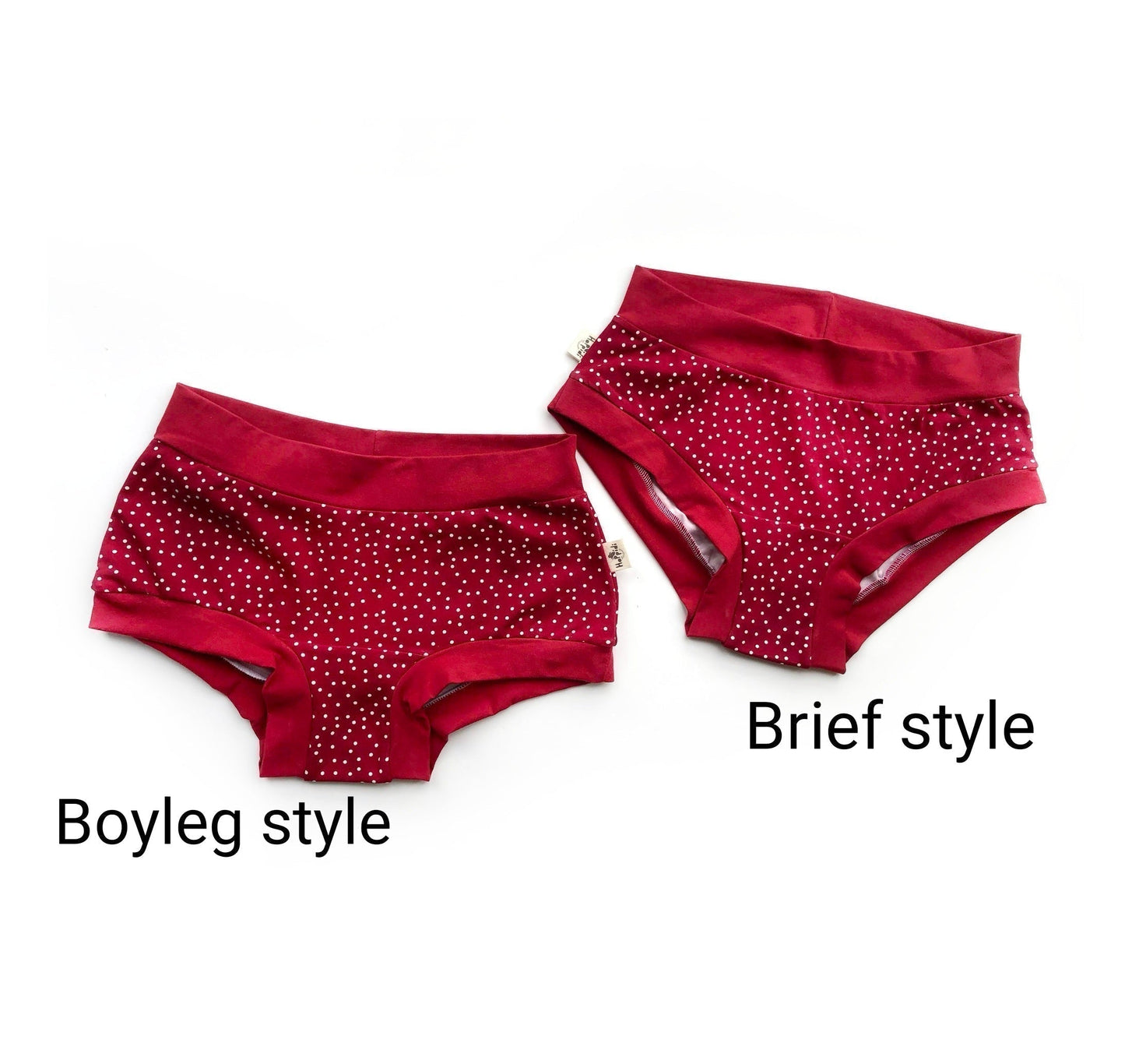 YOUR CHOICE of solid COLOR organic women's boyleg or brief undies