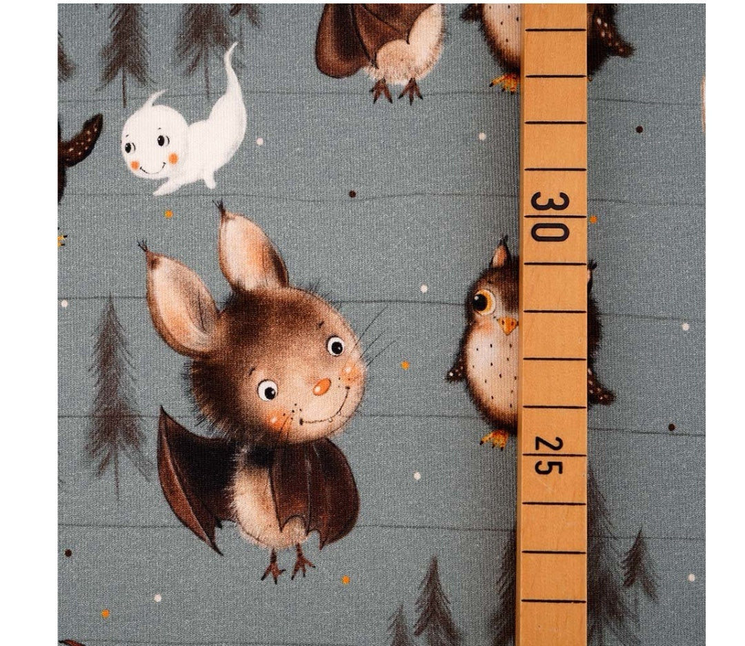 Bats and owls organic jersey fabric