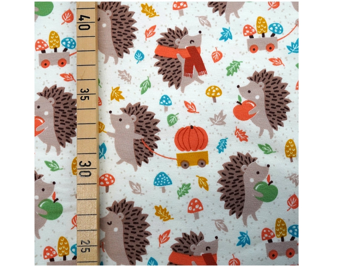 Hedgehogs organic jersey fabric
