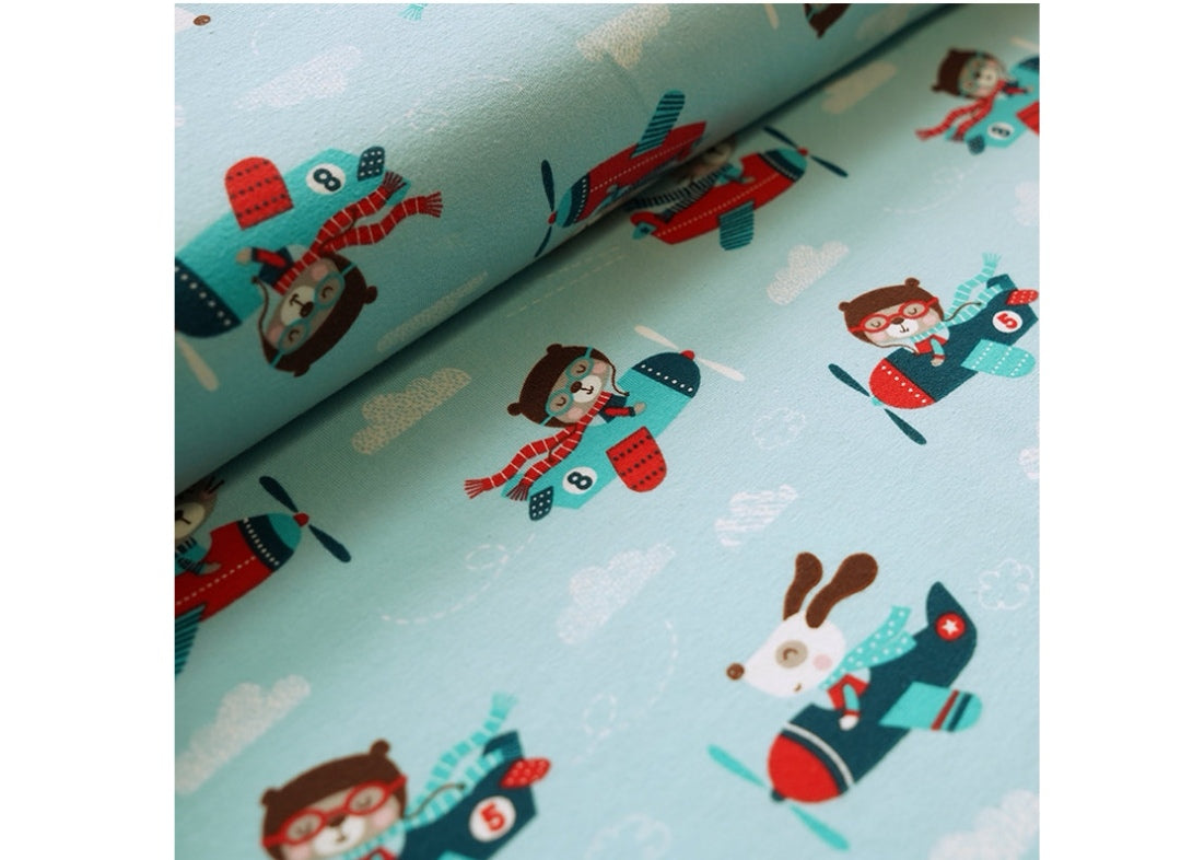 Flying high organic jersey fabric