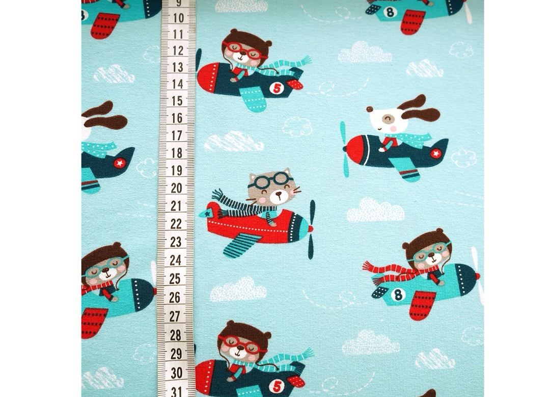 Flying high organic jersey fabric