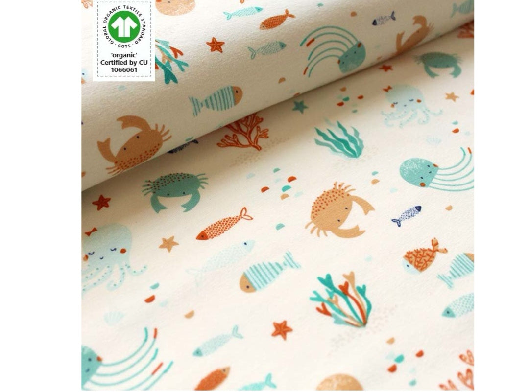 Under the sea organic jersey fabric