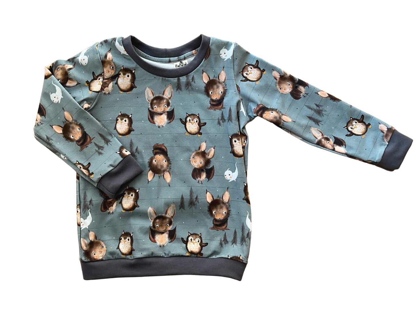 Size 2-3 years READY TO SHIP night owls and cutie bats crew neck sweatshirt