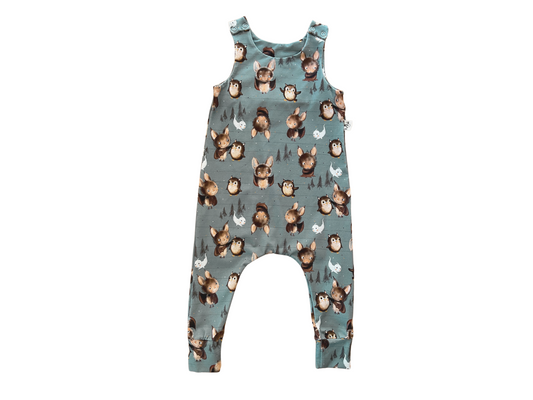 Size 18-24 months READY TO SHIP night owls and cutie bats harem romper