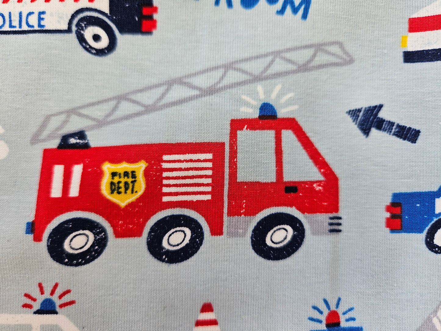 Emergency vehicles organic jersey fabric