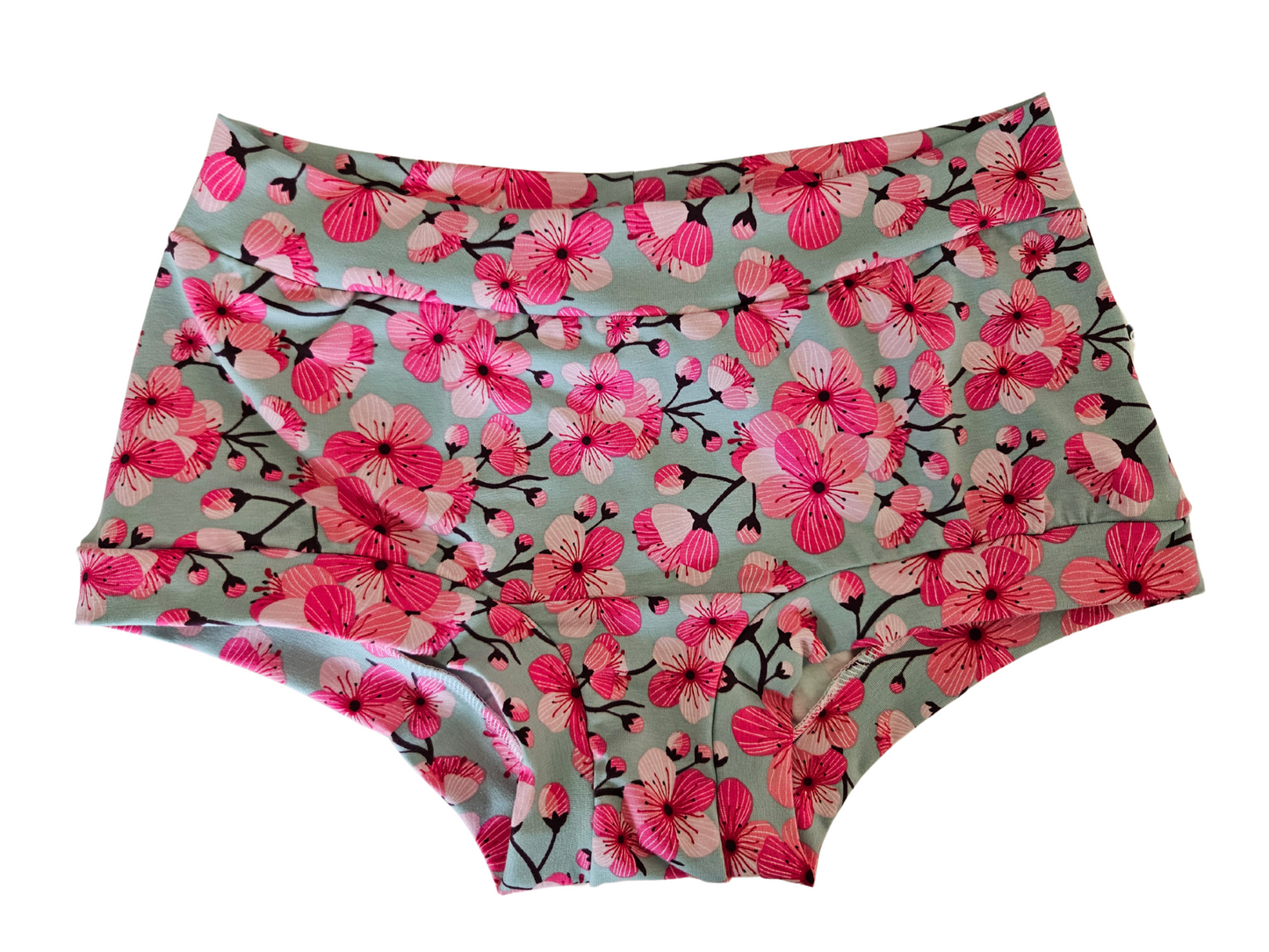 Cherry blossoms green organic women's boyleg or brief undies