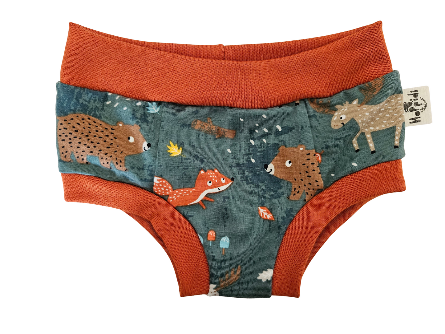 Nordic forest animals organic unisex kids undies