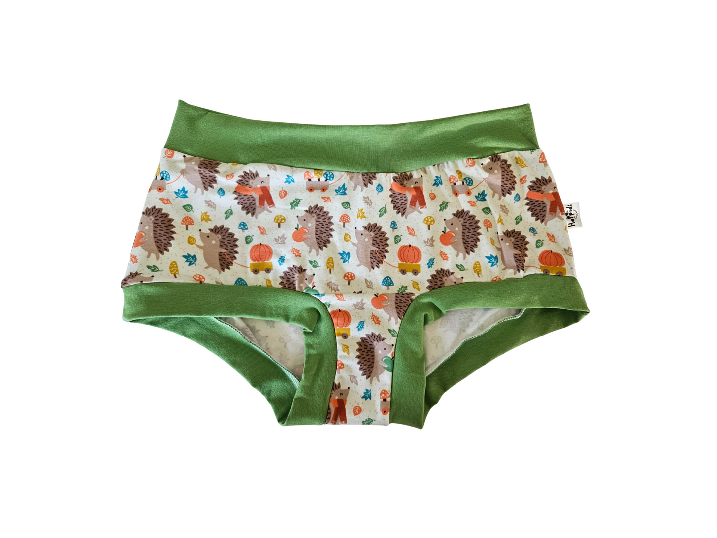 Autumnal hedgehogs organic women's boyleg or brief undies