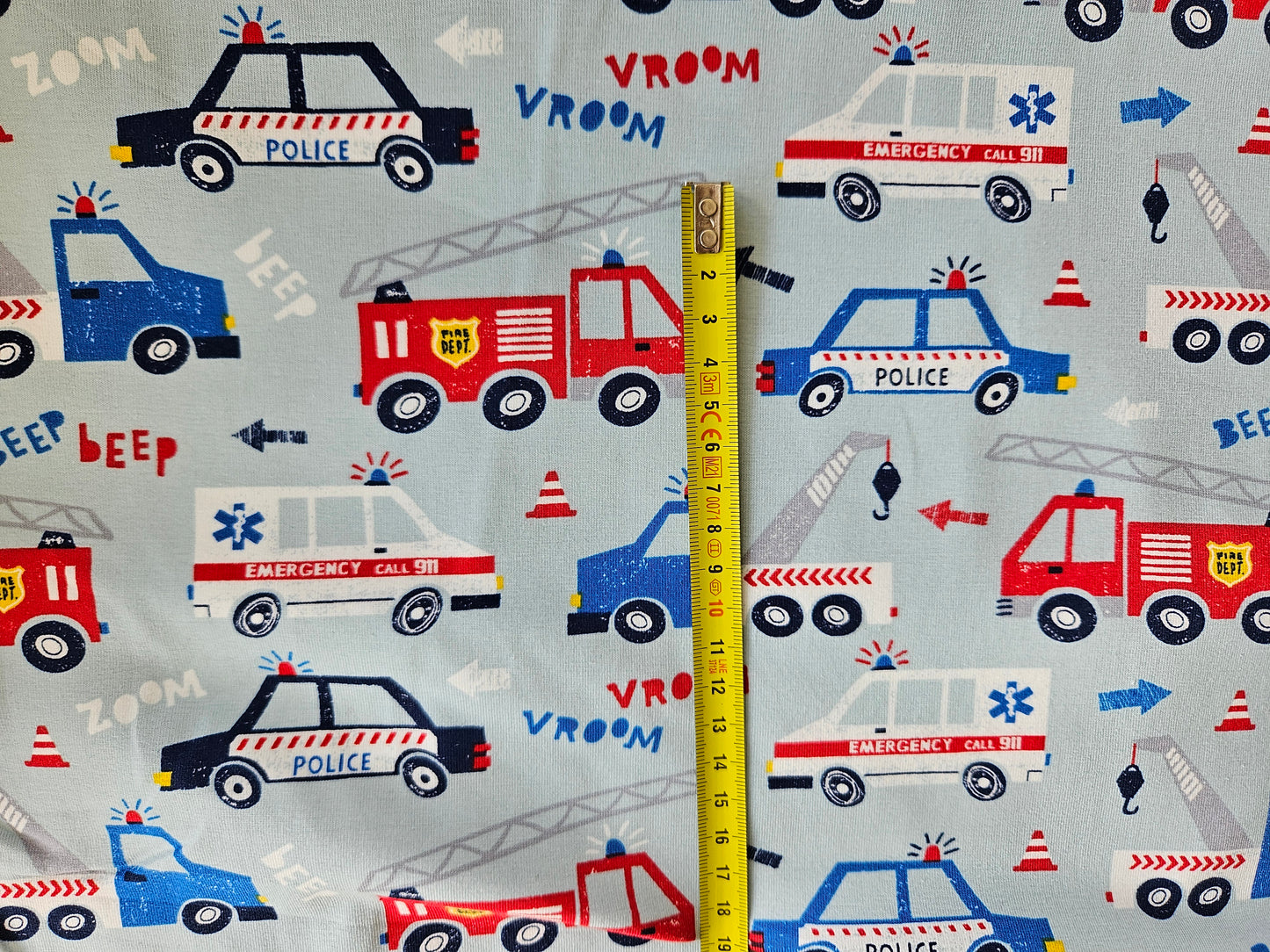 Emergency vehicles organic jersey fabric