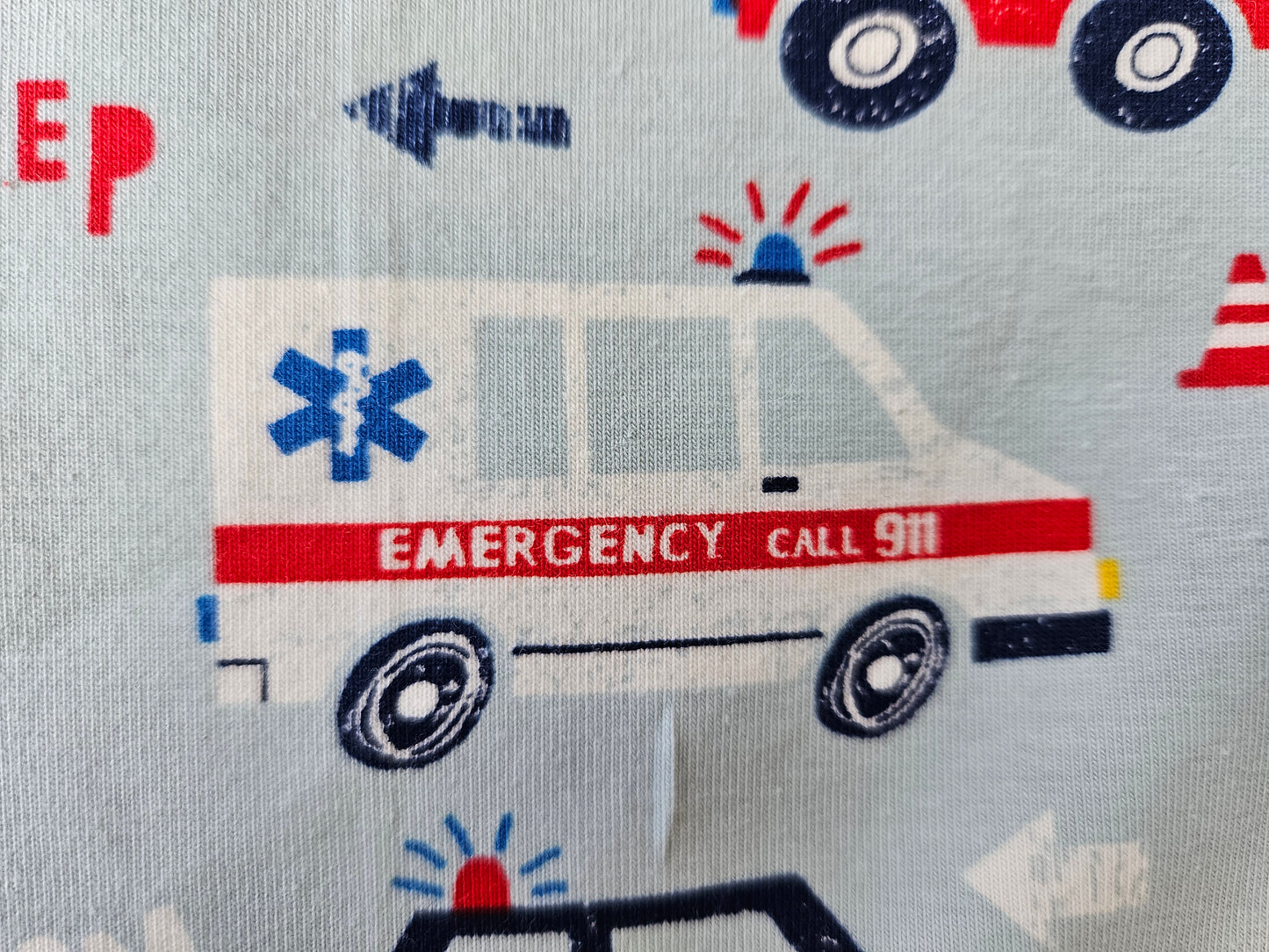 Emergency vehicles organic jersey fabric