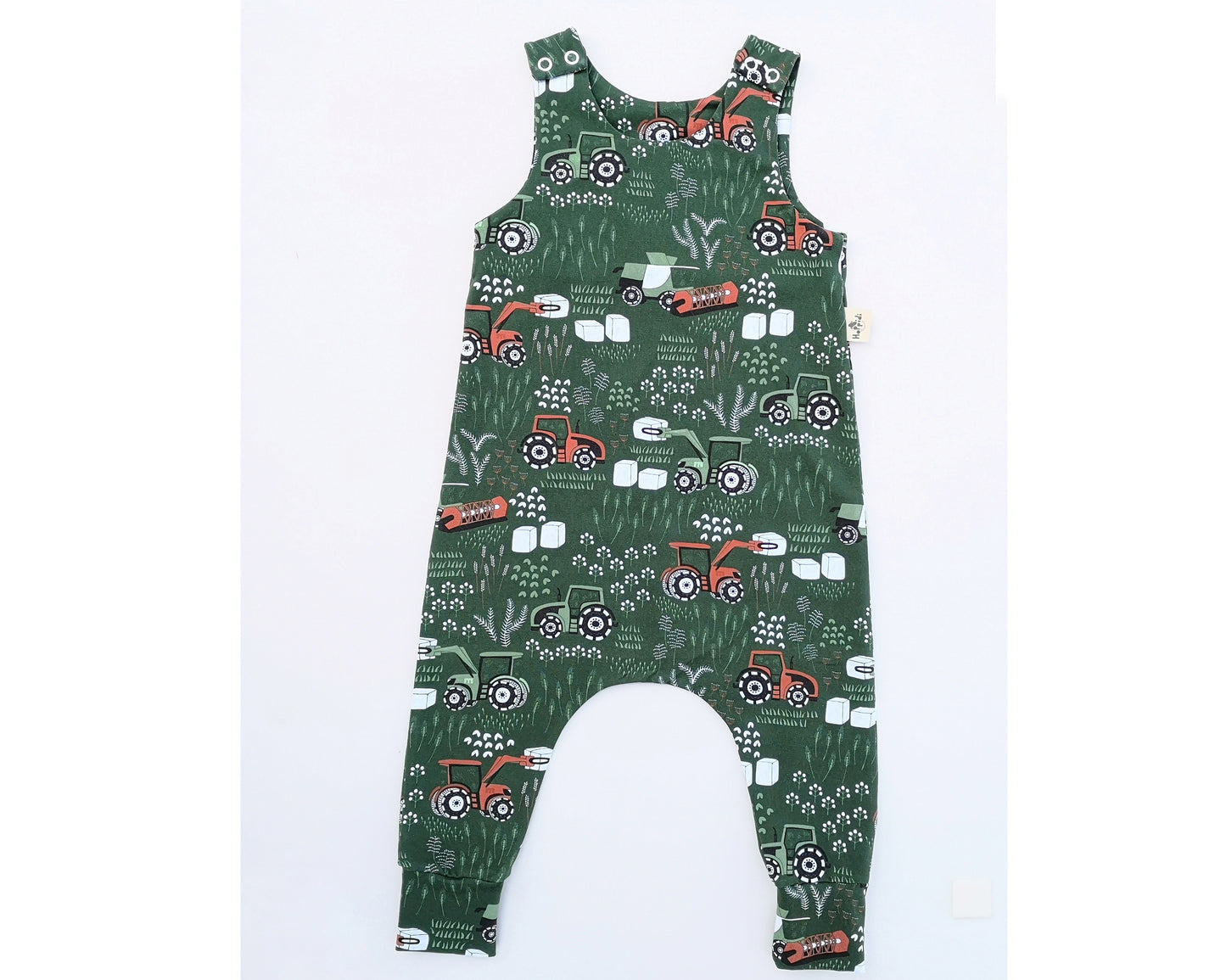 Tractor Green Harem Romper