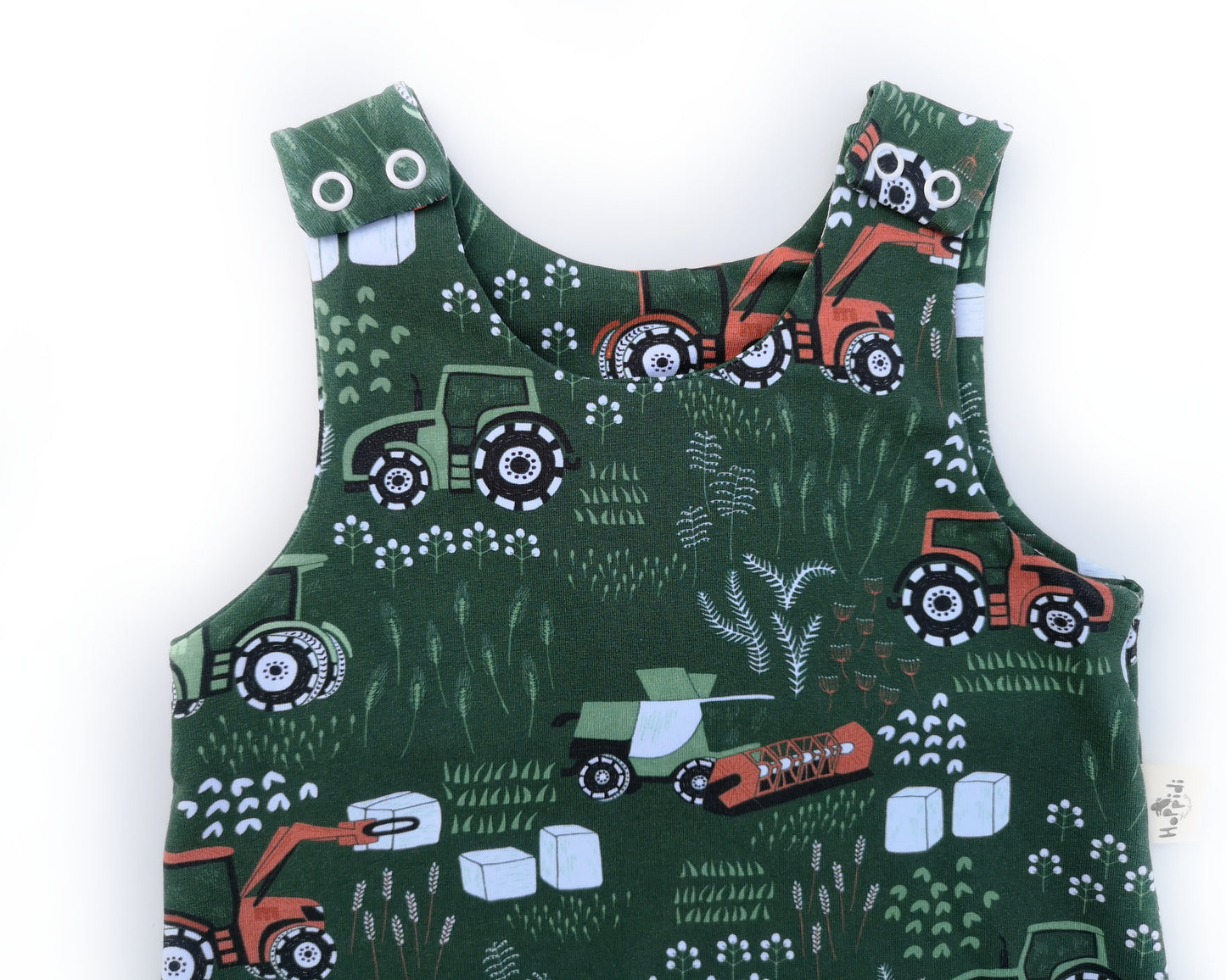 Tractor Green Harem Romper