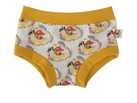 Pirate monkeys organic unisex kids undies