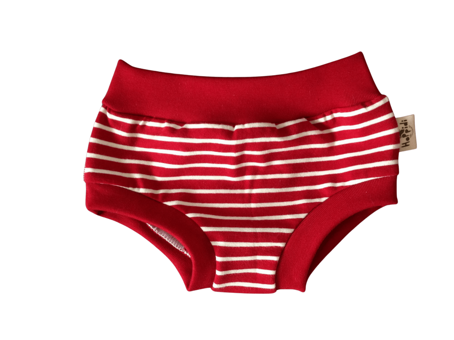 Red and white stripes organic unisex kids undies