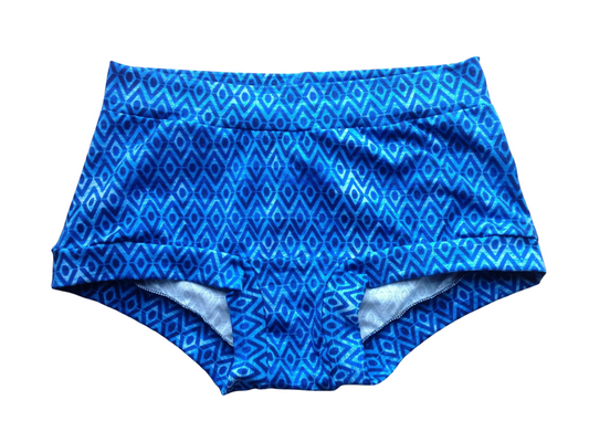 Azulejo, Blue Diamond Shape Pattern Organic Women's Boyleg or Brief Undies