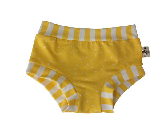 Yellow dots and stripes organic unisex kids undies