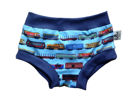 Train print organic unisex kids undies