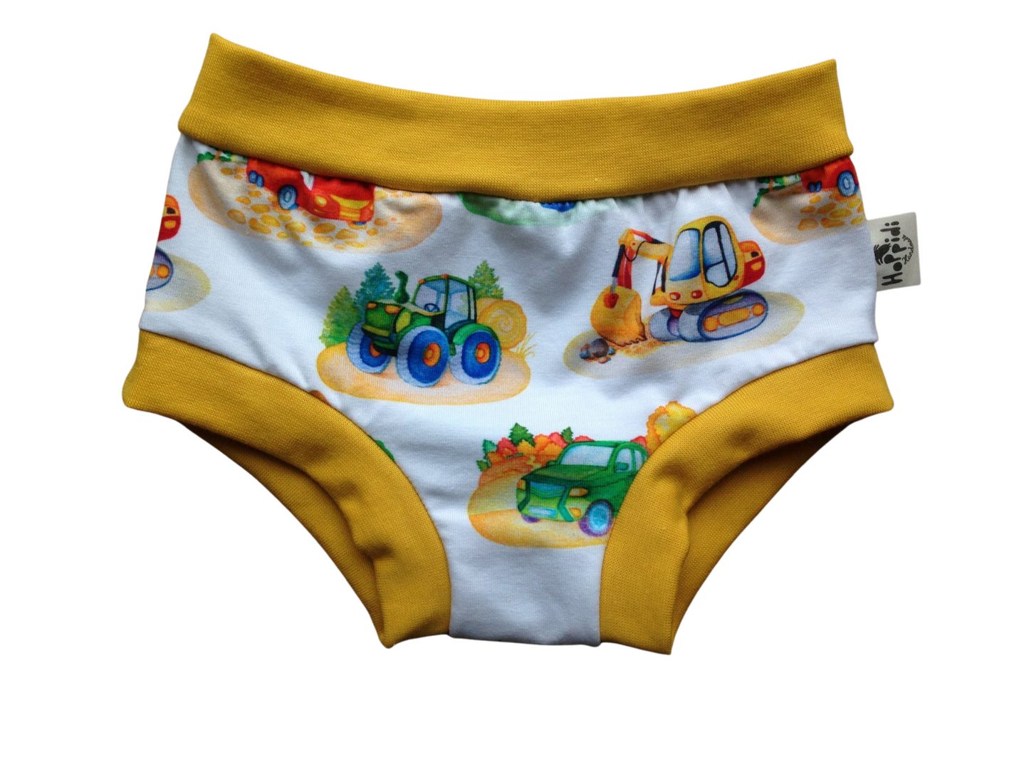 Vehicle theme organic unisex kids undies