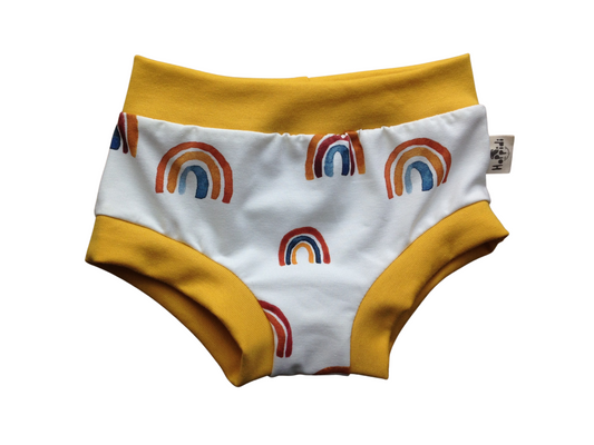 Watercolor rainbows organic unisex kids undies