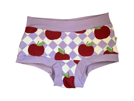 Chequered apples organic women's boyleg or brief undies