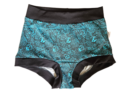 High rise women's underpants with skull print 