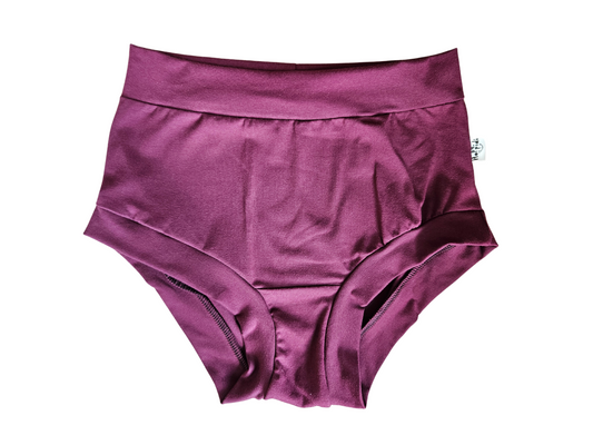 High rise ladies briefs in solid plum color