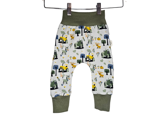 Fun farm print organic harem pants