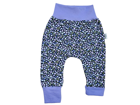 Tiny scattered flowers organic cuff harem pants