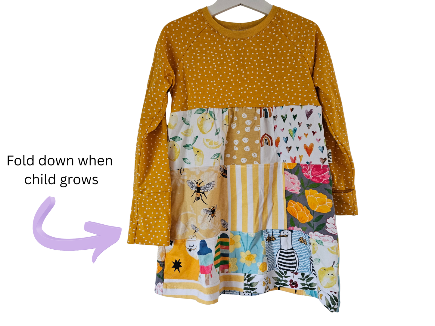 Patchwork a-line grow with me raglan dress and tunic READY TO SHIP in size 4-5