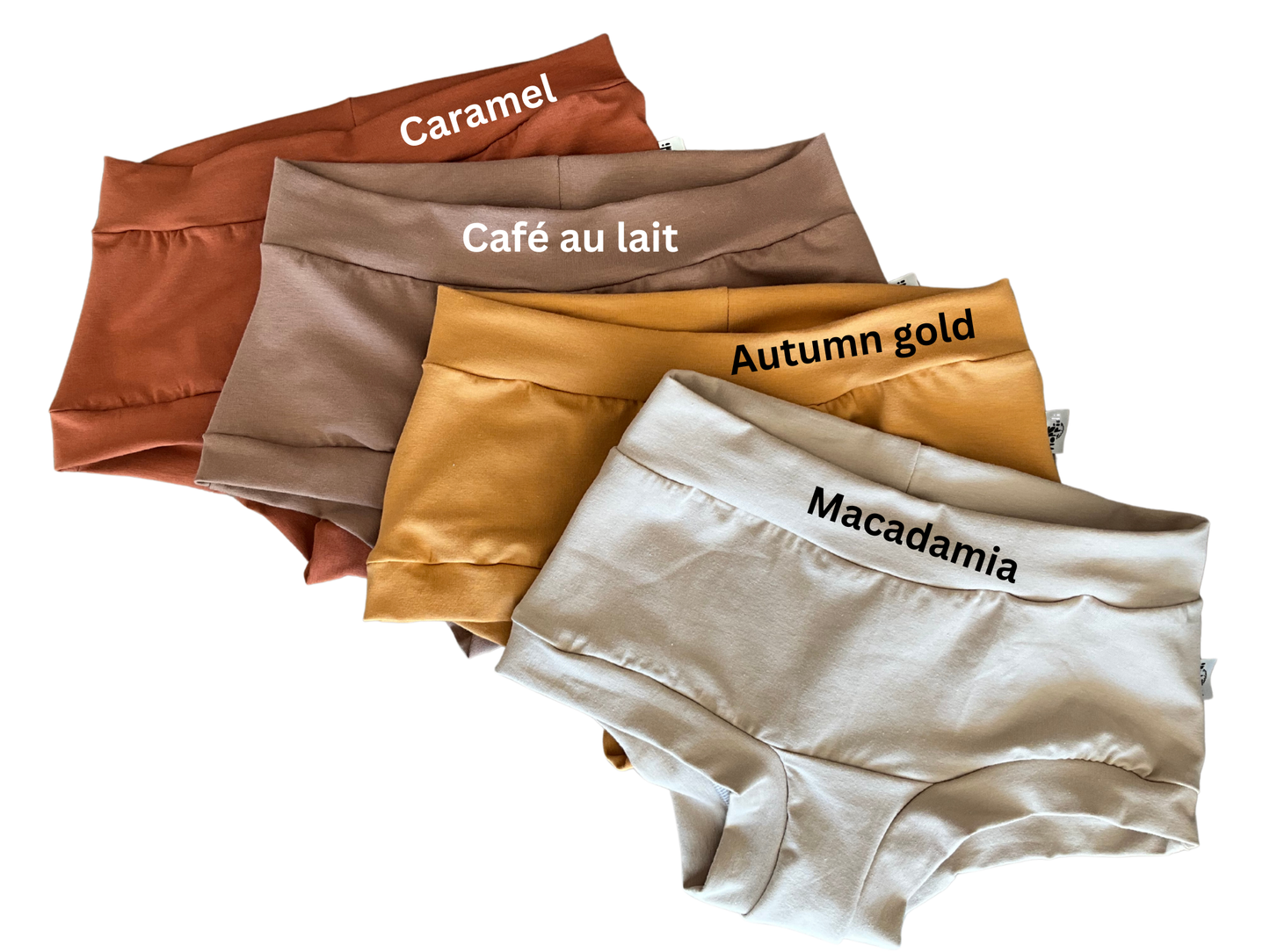 YOUR CHOICE of solid COLOR organic women's boyleg or brief undies