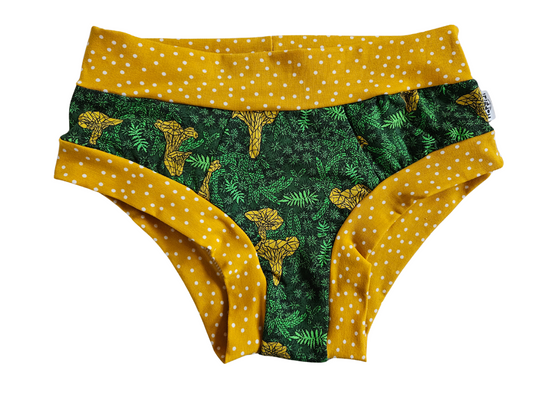Size S READY TO SHIP chanterelle mushrooms organic women's brief undies
