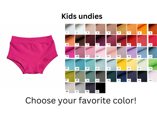 YOUR CHOICE of COLOR organic unisex kids undies