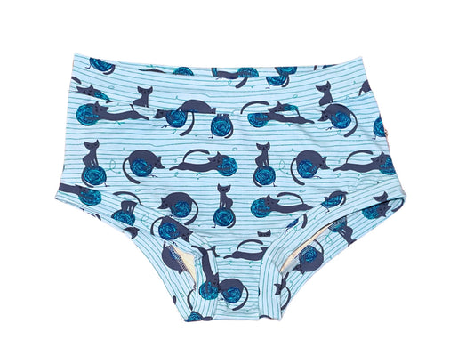 Cats print high waisted organic women's boyleg or brief undies