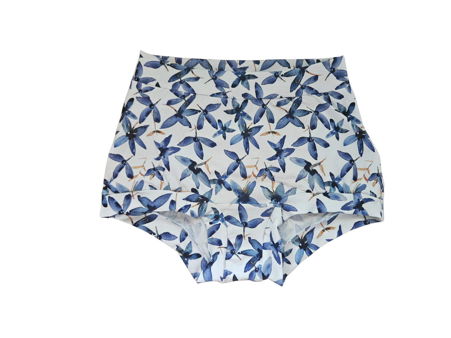 Blue anemone high waisted organic women's boyleg or brief undies