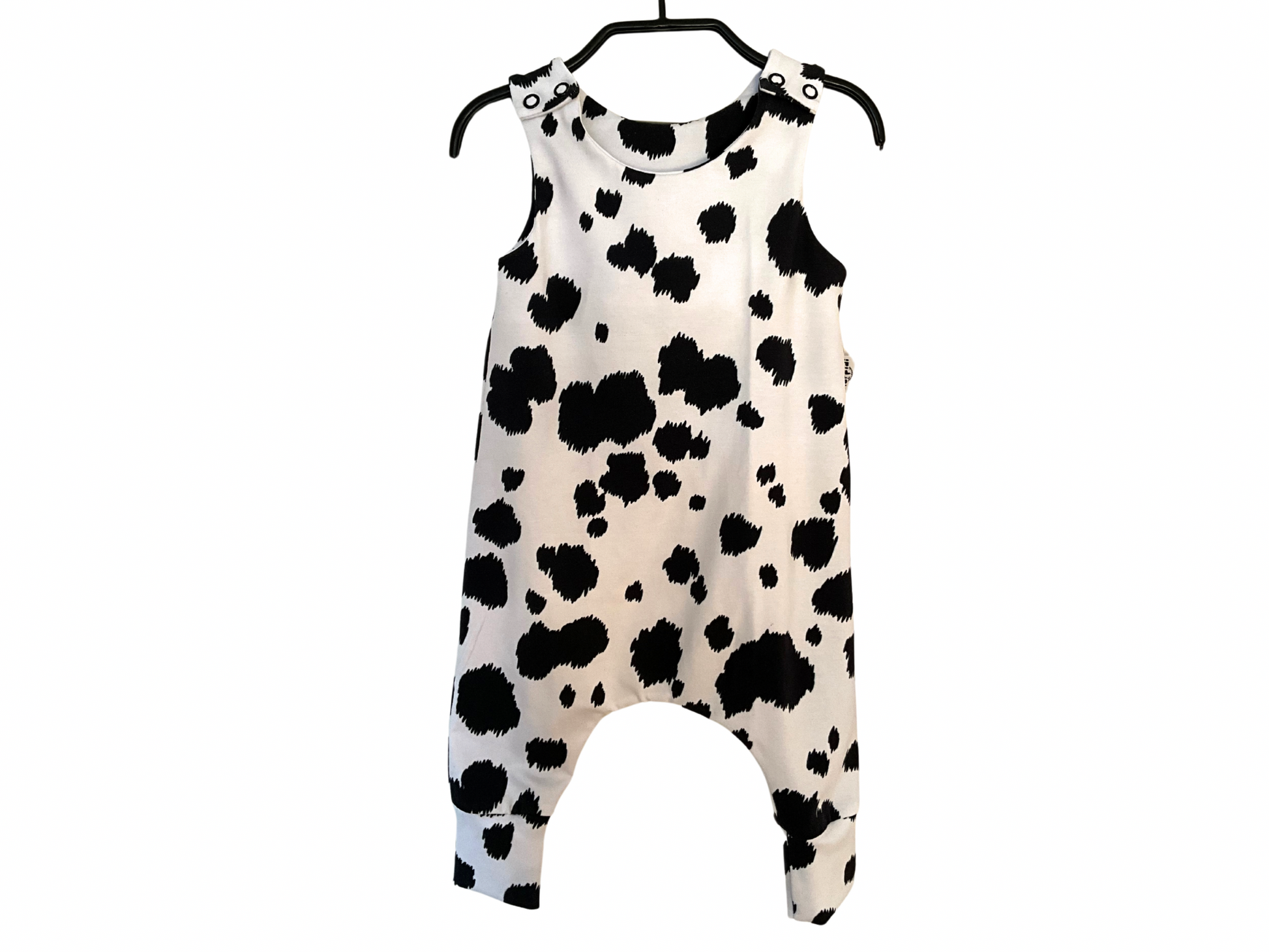 Harem romper with black and white dots print