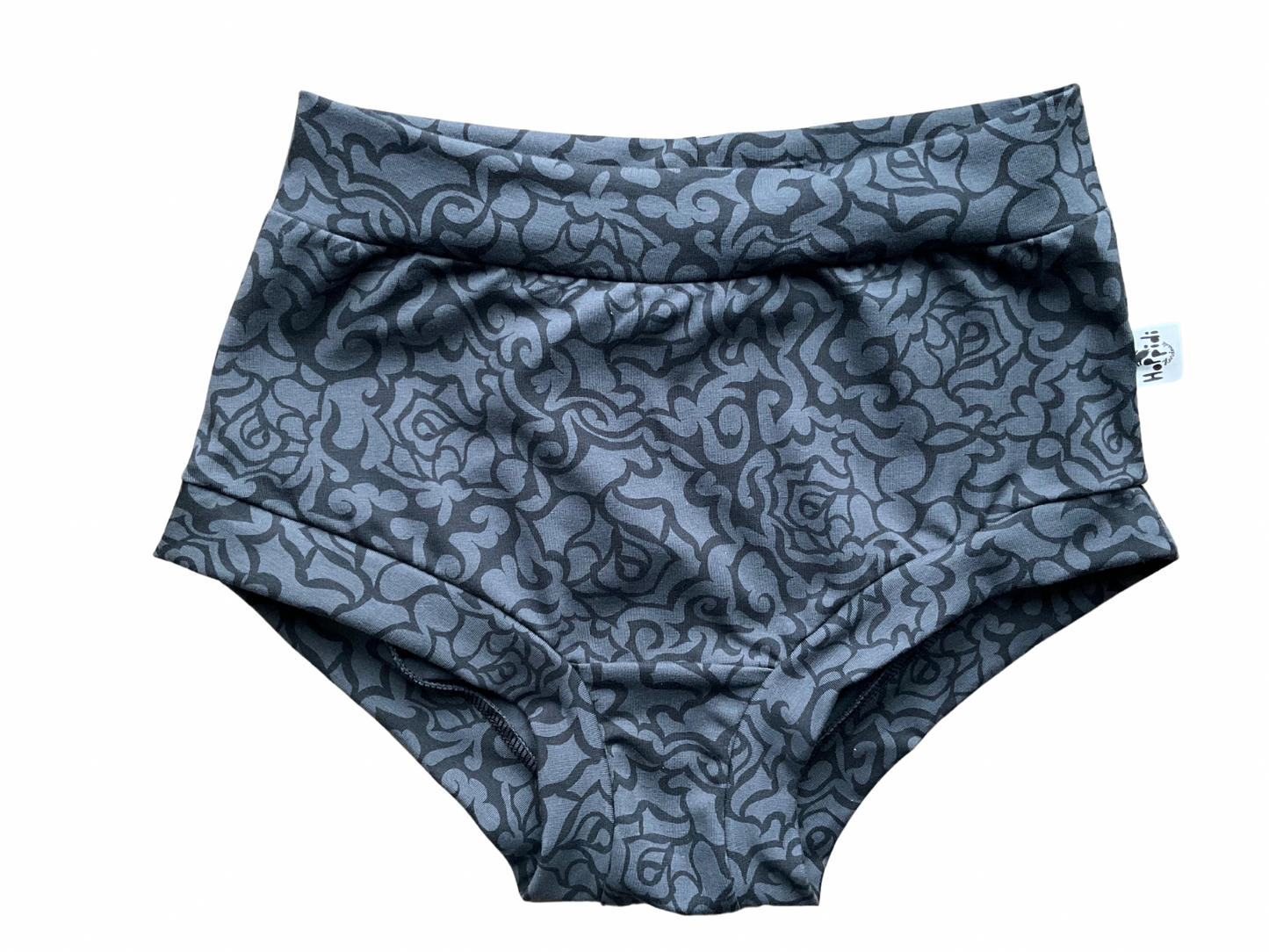 Anthracite High rise women’s knickers with black roses print